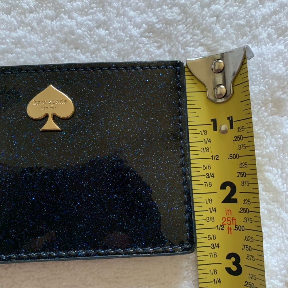 Kate Spade 2 tone metallic glitter  blue card holder - Picture 3 of 15